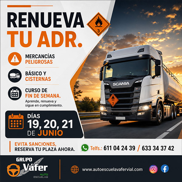 Curso ADR mercancías peligrosas junio 2026 Grupo Váfer