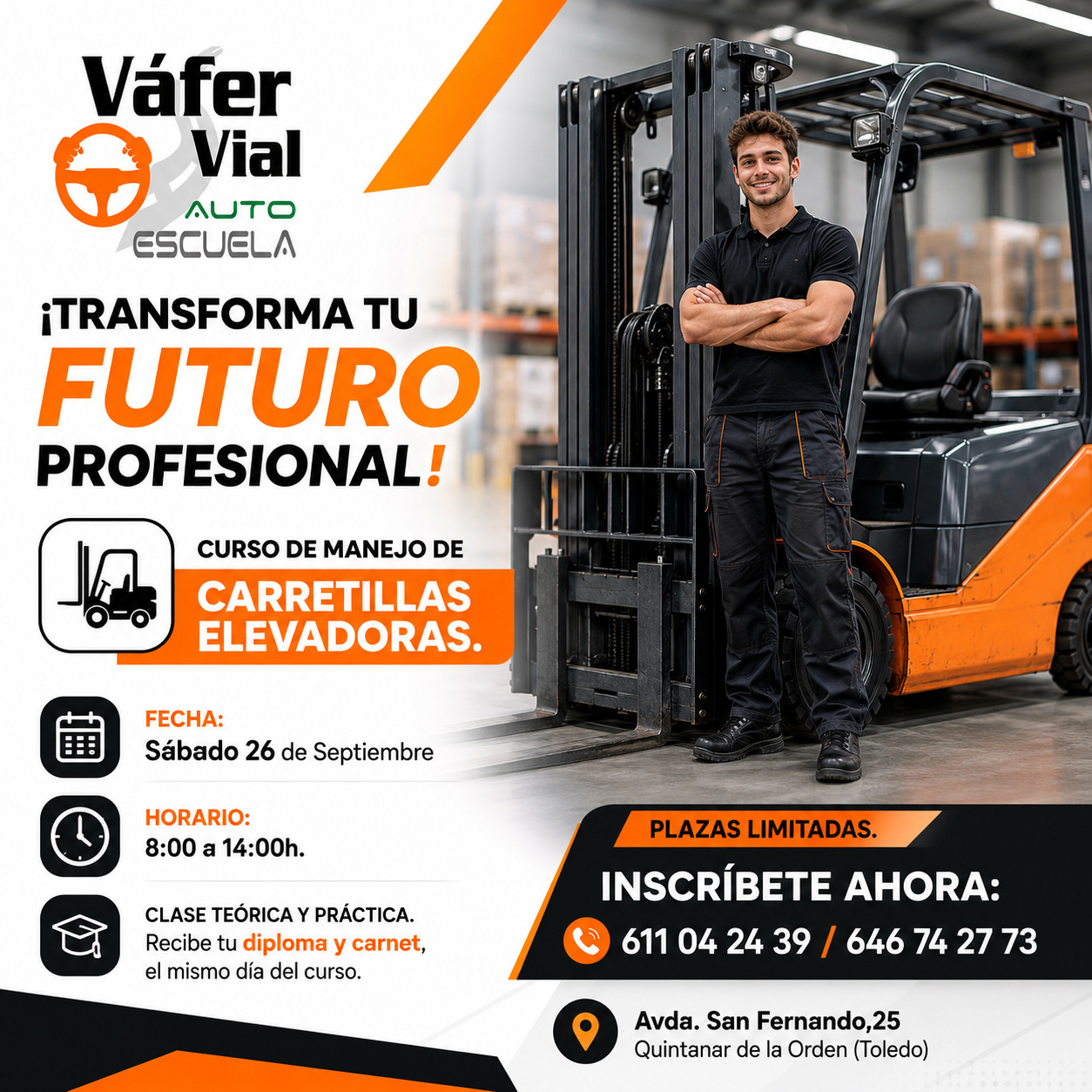 Curso manejo de carretillas elevadoras septiembre 2026 Grupo Váfer
